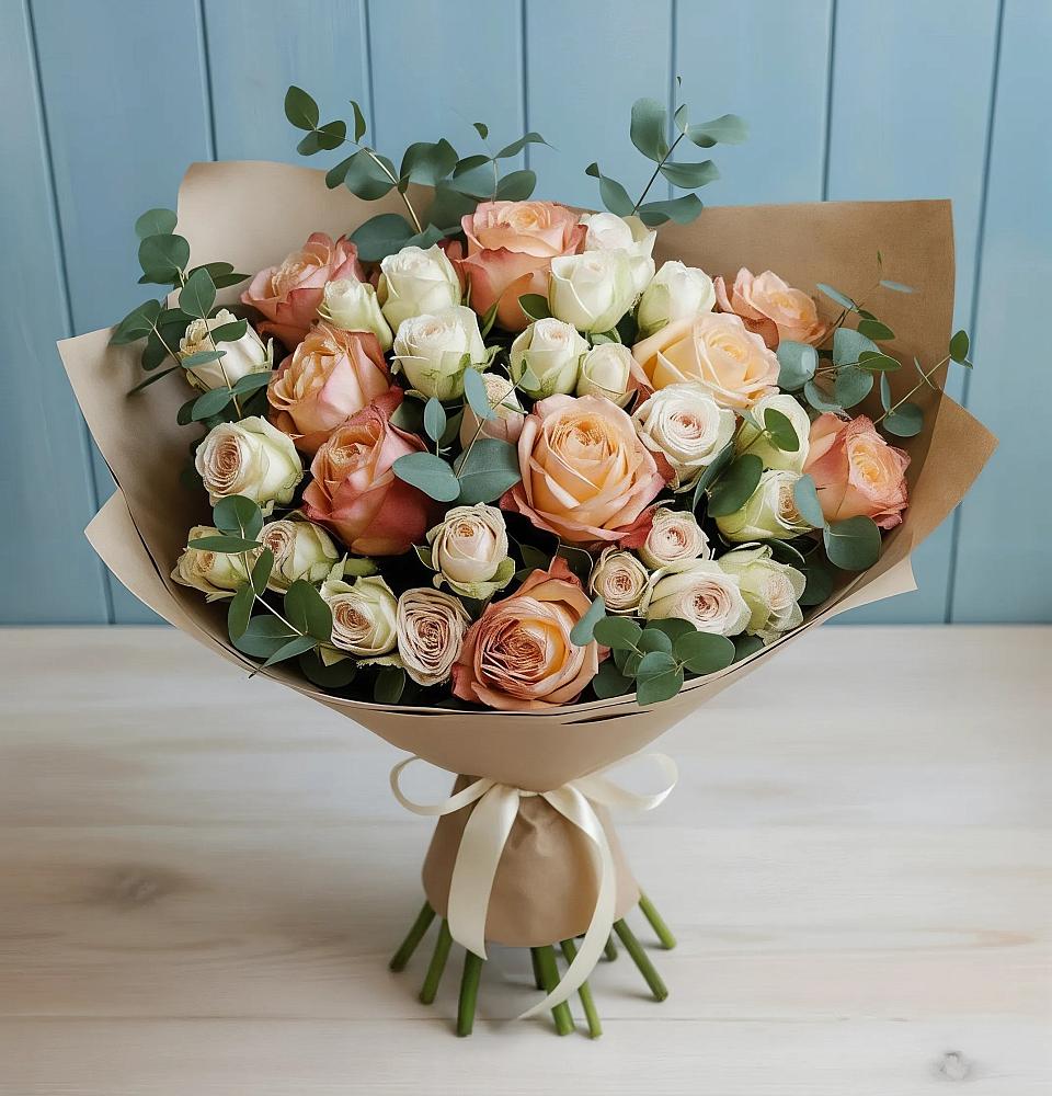 Букет цветов из: Альстромерии и Розы в Двубратском