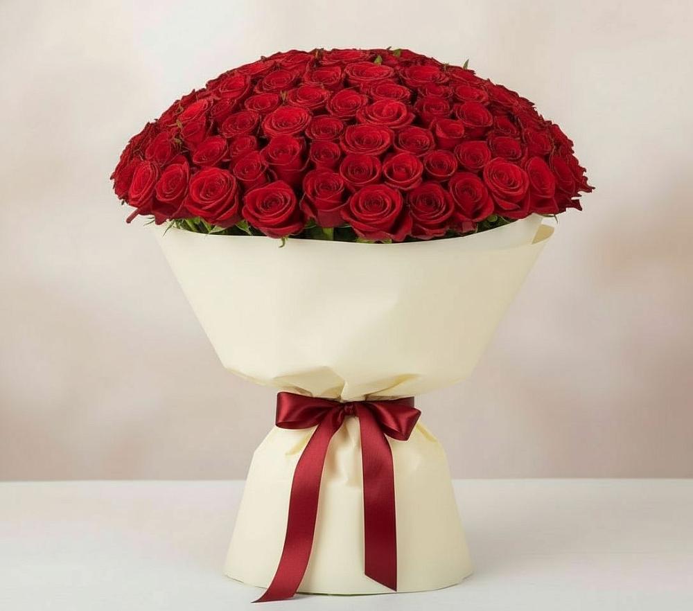 Букет 101 Красная роза Милано в Двубратском