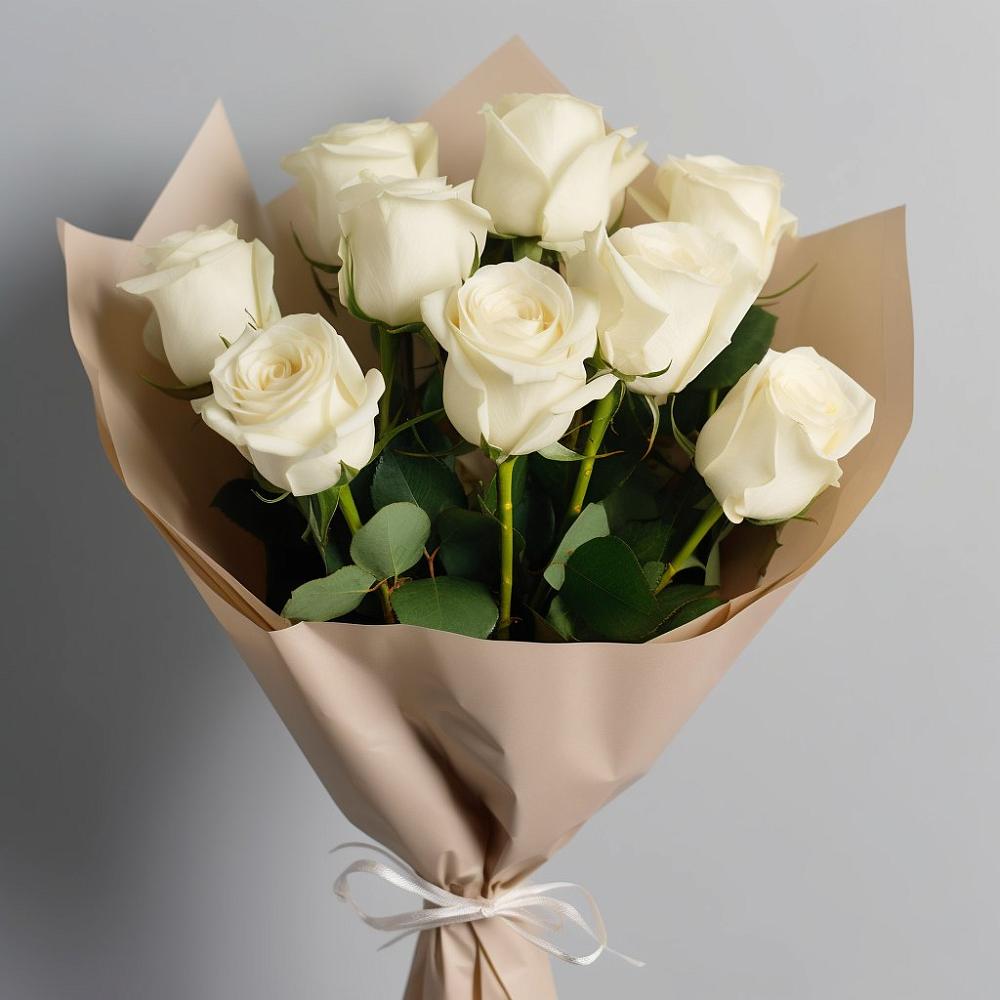 Букет 9 Белых роз Эдлесс Лав в Двубратском