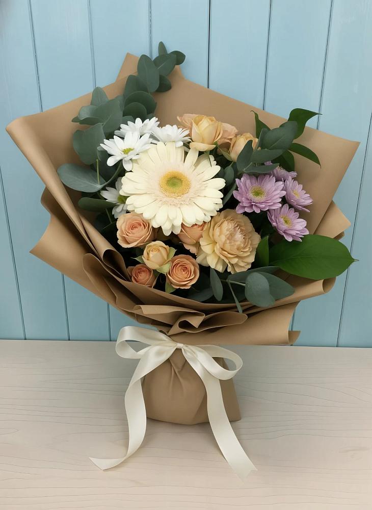 Букет цветов из: Герберы и Хризантемы в Двубратском
