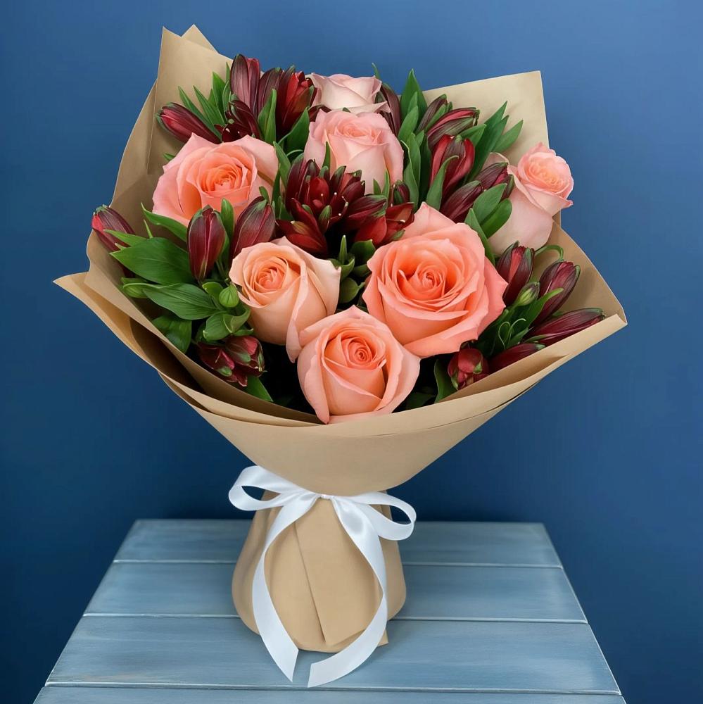 Букет цветов из: Розы и Альстромерии в Двубратском