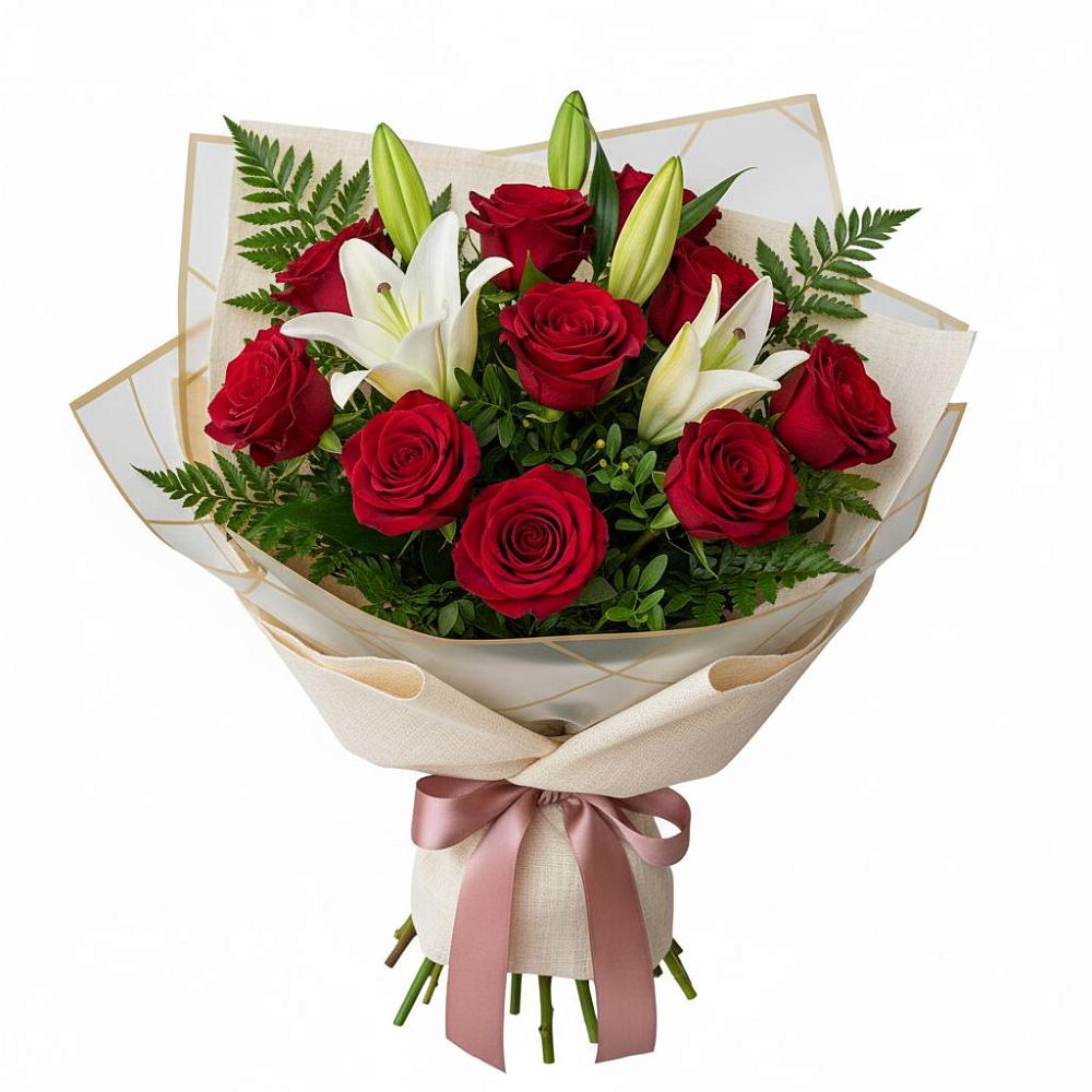 Букет цветов из: Лилии и Розы в Двубратском