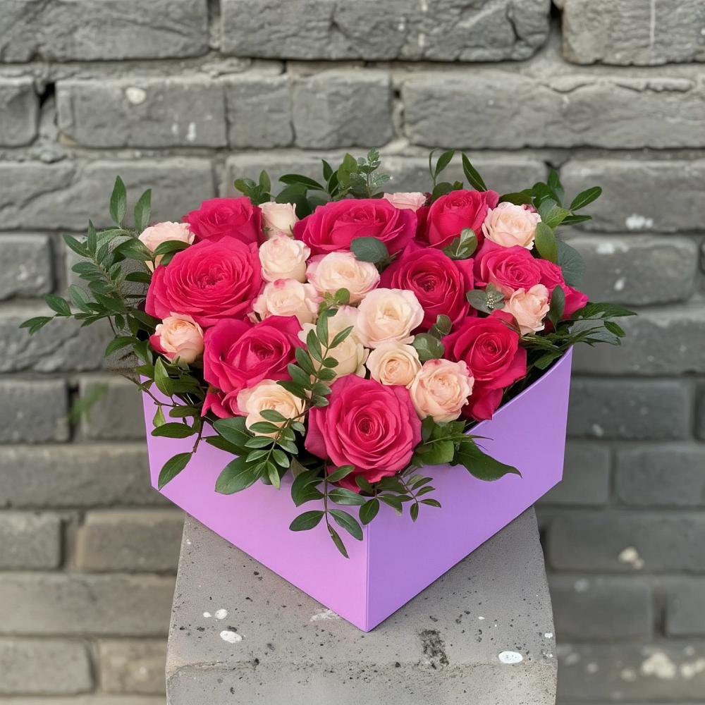 Цветочная композиция из Розы в коробке в Двубратском