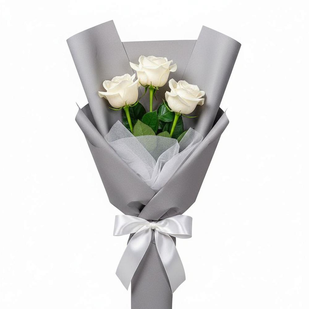 Букет 3 белые розы в Двубратском