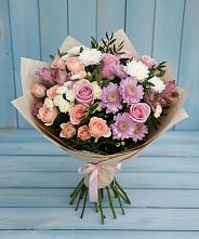 Букет цветов из:  Хризантемы, Розы и Альстромерии в Двубратском