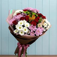 Букет цветов из:  Розы, Хризантемы и Альстромерии в Двубратском