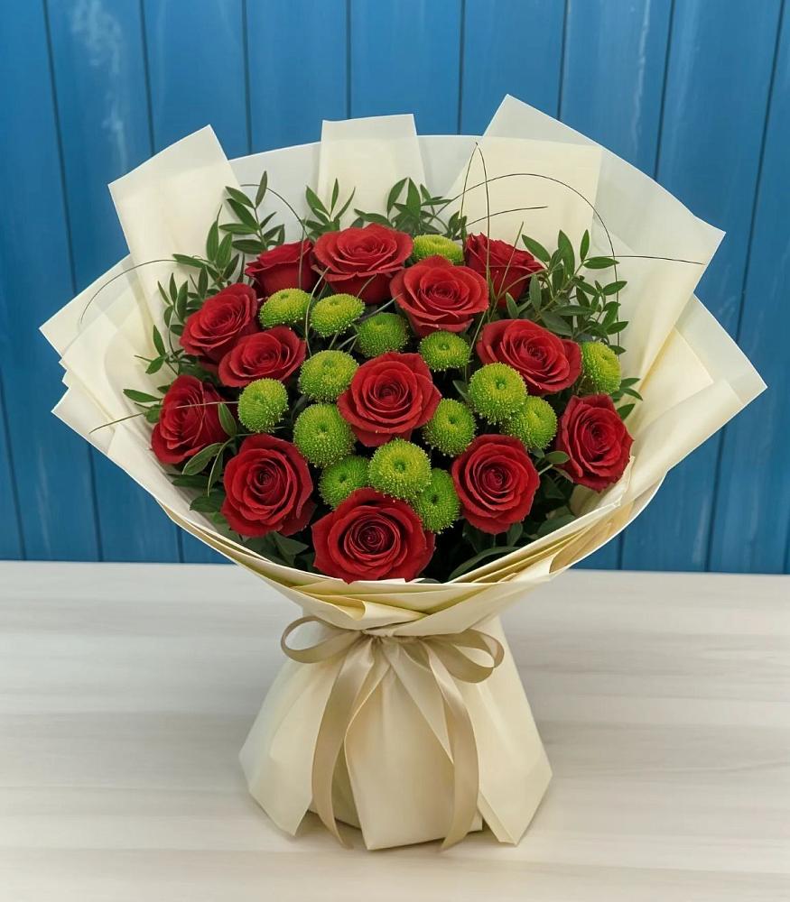 Букет цветов из: Розы и Хризантемы в Двубратском