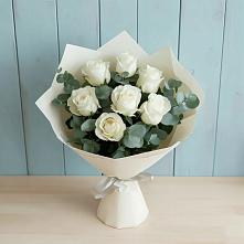 Букет Белые розы в Эвкалипте #REPLACE_PRED# Двубратском