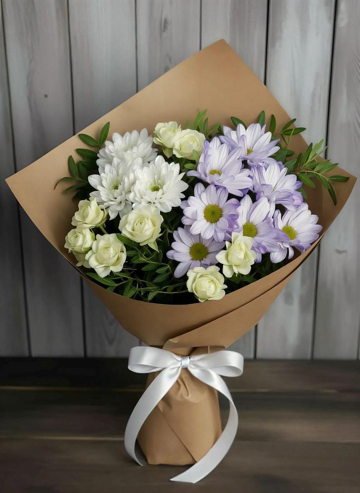 Букет цветов из: Хризантемы и Розы в Двубратском