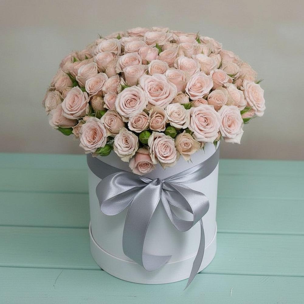 Цветочная композиция из Розы в шляпной коробке в Двубратском